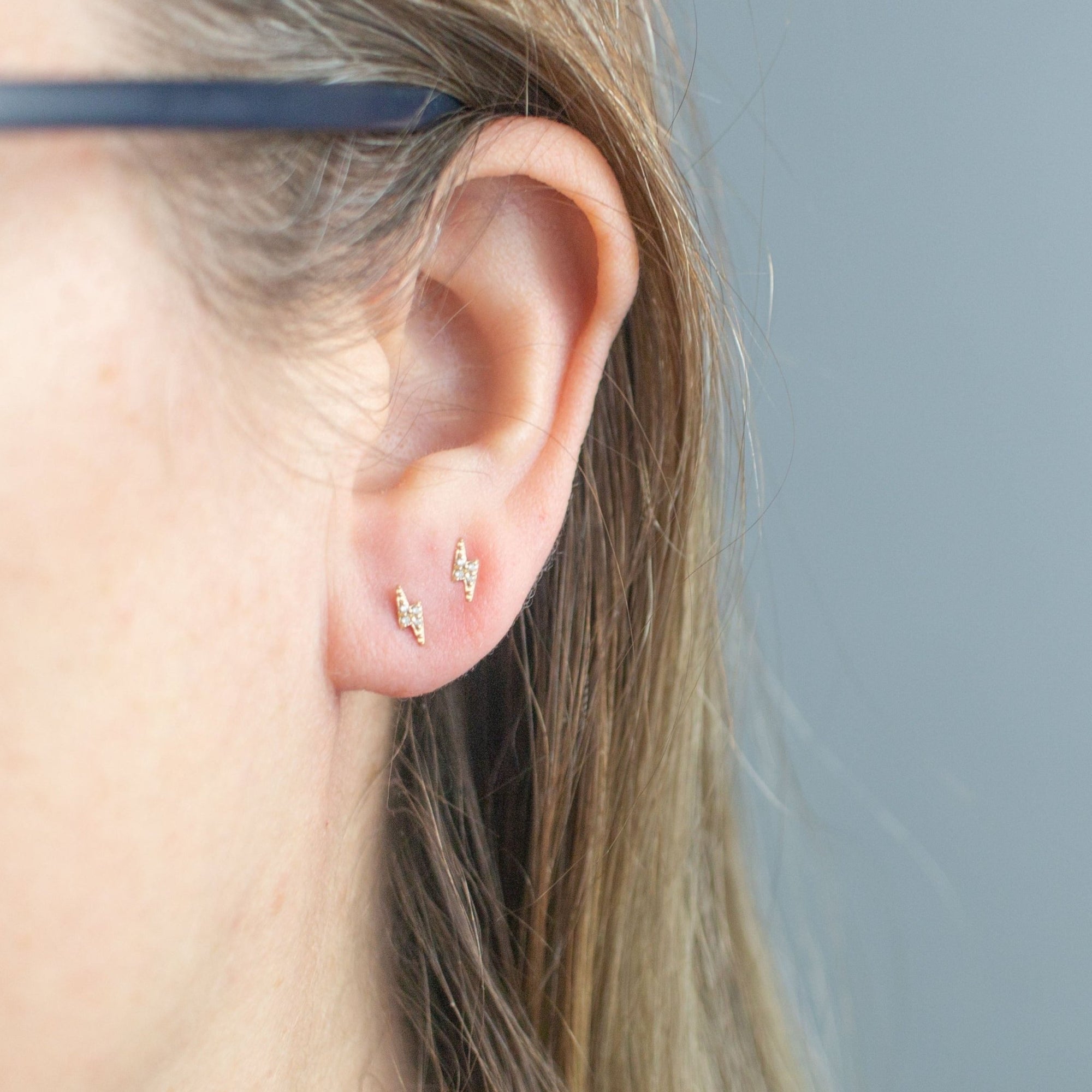 Solid Gold Thunderbolt Stud Earring | Bowie Inspired - Good Wknd