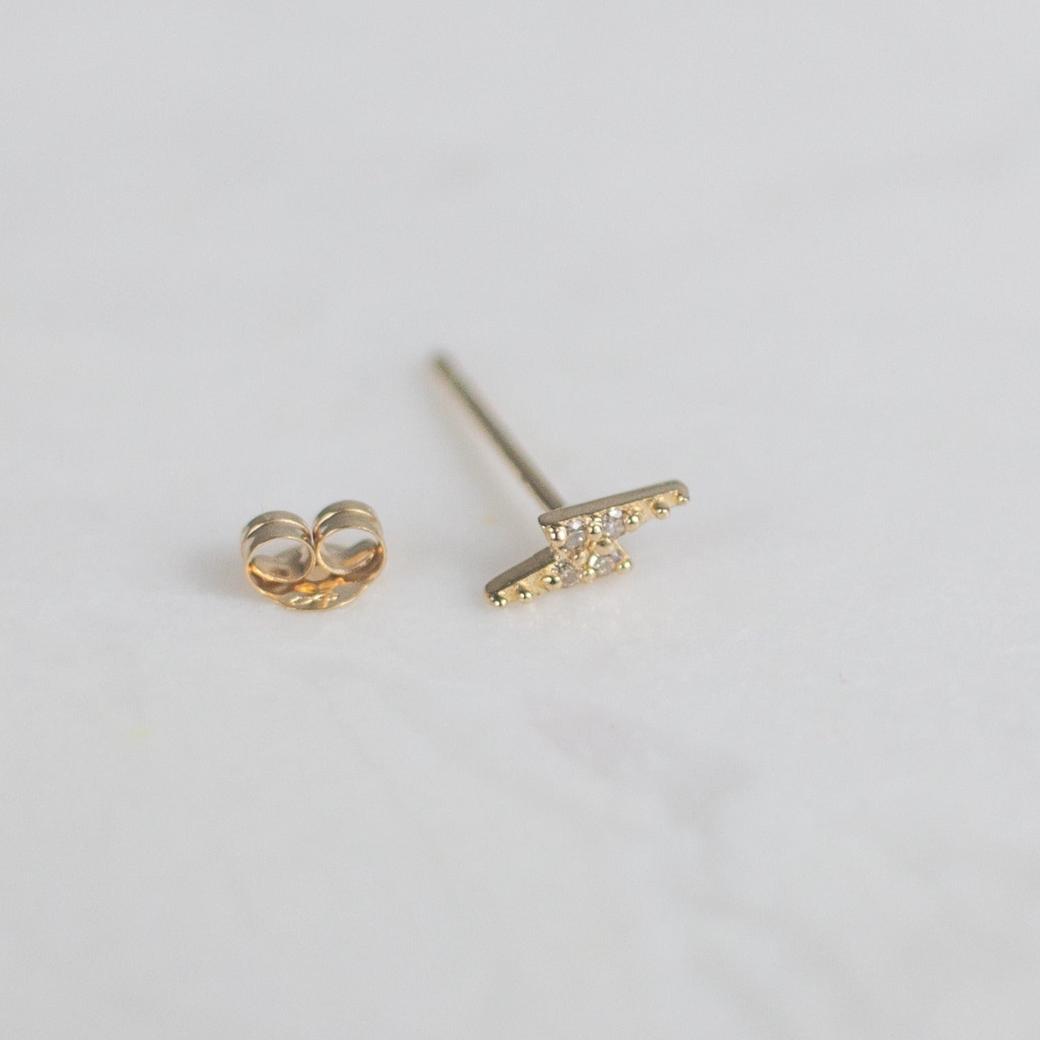 Solid Gold Thunderbolt Stud Earring | Bowie Inspired - Good Wknd