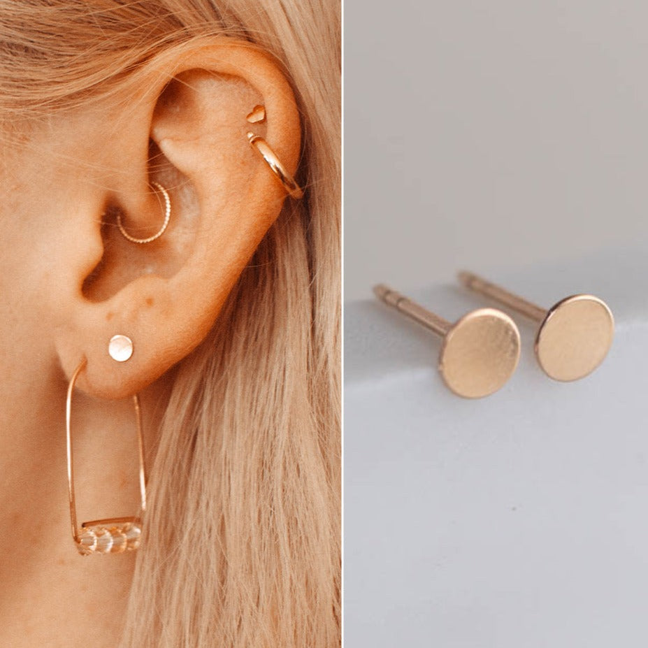 14k solid gold classic stud earrings
